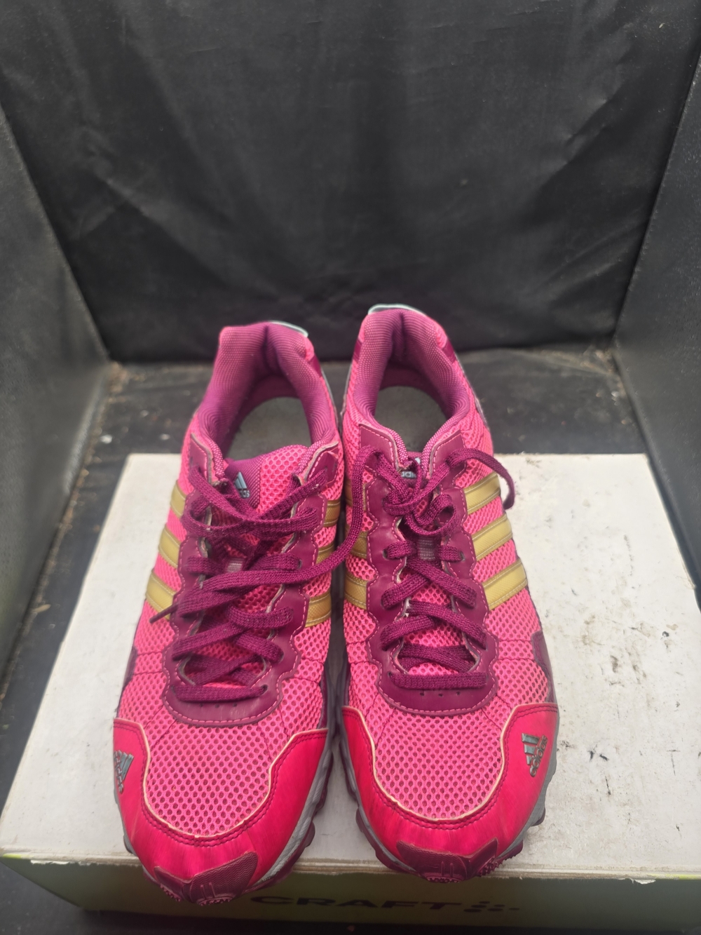 adidas Pink Athletic Sneakers with Gold Stripes